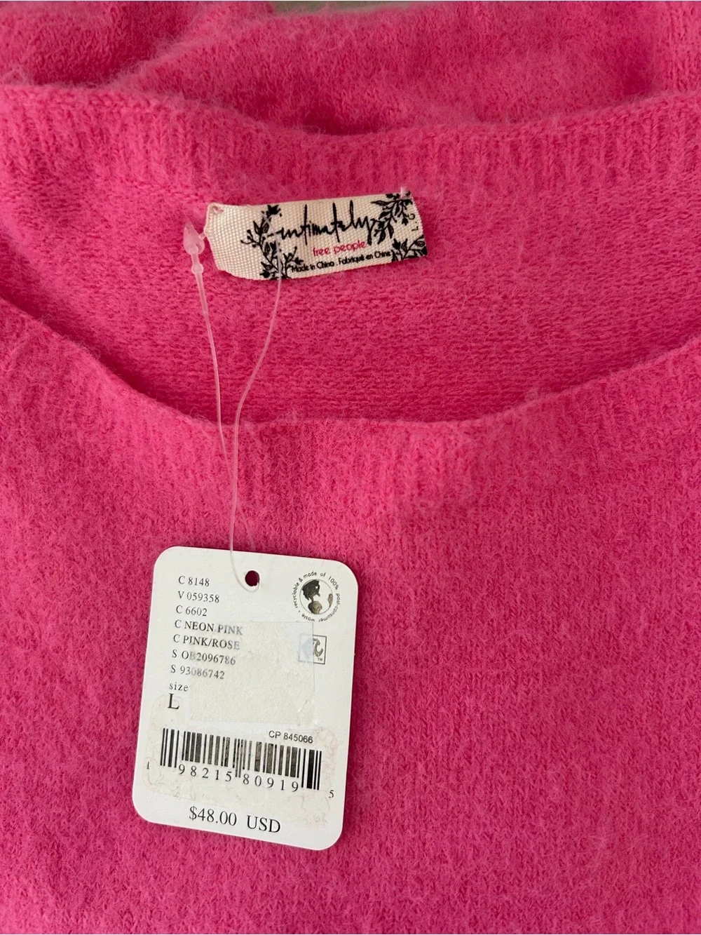 Free People Intimately Neon Pink Fuzzy Sweater Tank NWT Barbie Coquette Y2K